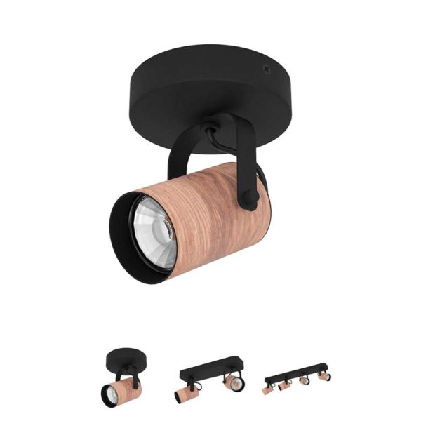 Cayuca Black and Wood LED Spotlight by Eglo